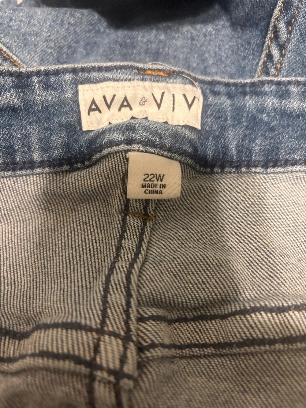 Ava & Viv Washed Blue High-Rise Button-Fly Denim Shorts Size 22W